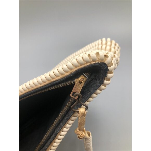 1940s Mid Century Ivory Nude Telephone Phone Cord Crescent Clutch Bag - Picture 6 of 12